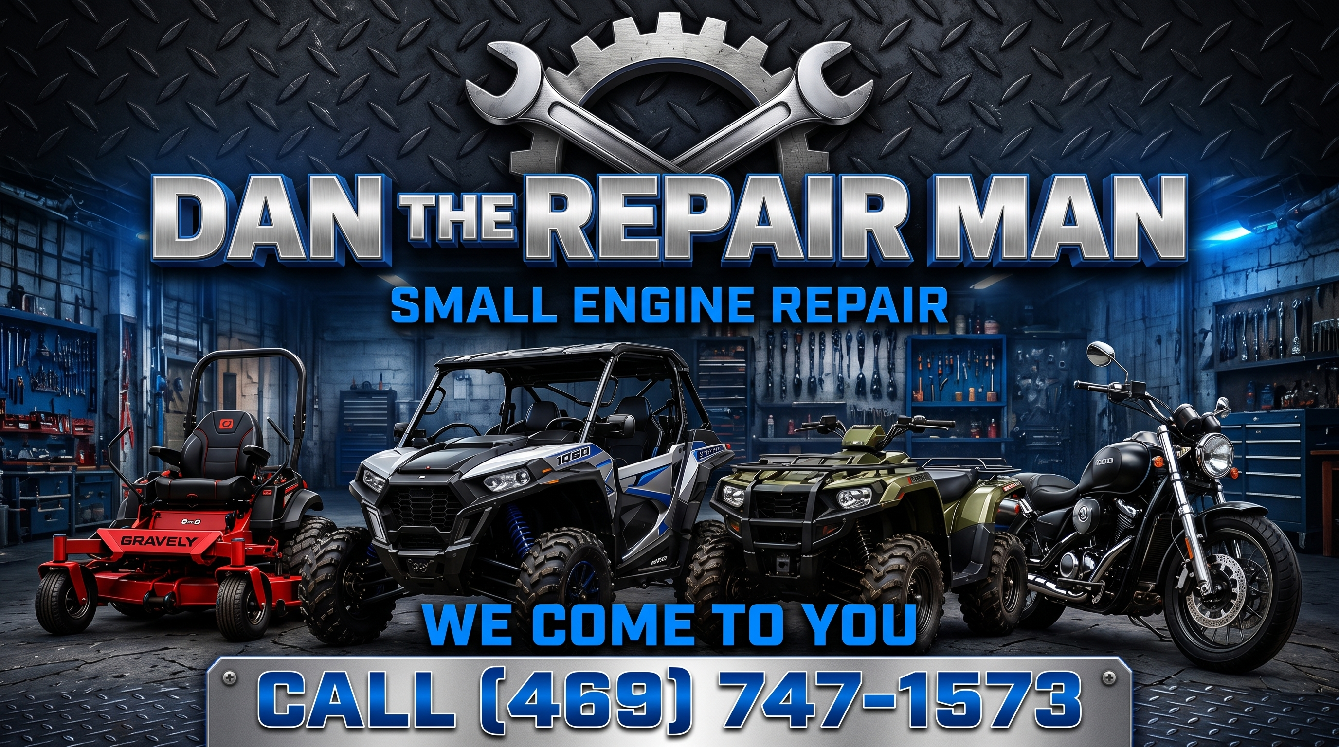 Dan the Repairman, mobile small engine repair for mowers, ATVs, side-by-sides and motorcycles in Terrell, TX. We come to you. Call (469) 747-1573.